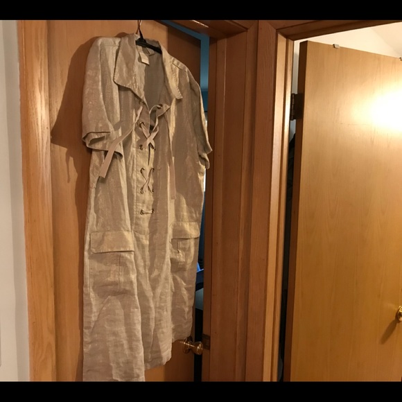 New Chico’s foiled linen dress - size 3 Petite - Picture 2 of 3